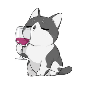 Kitty drinking wine vinyl sticker