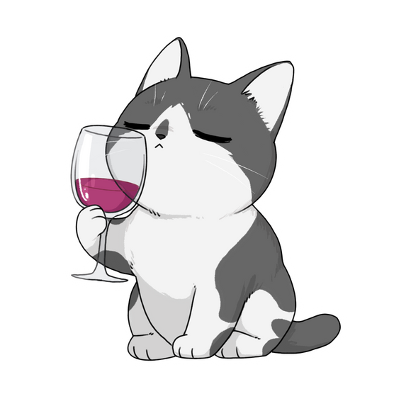 Kitty drinking wine vinyl sticker