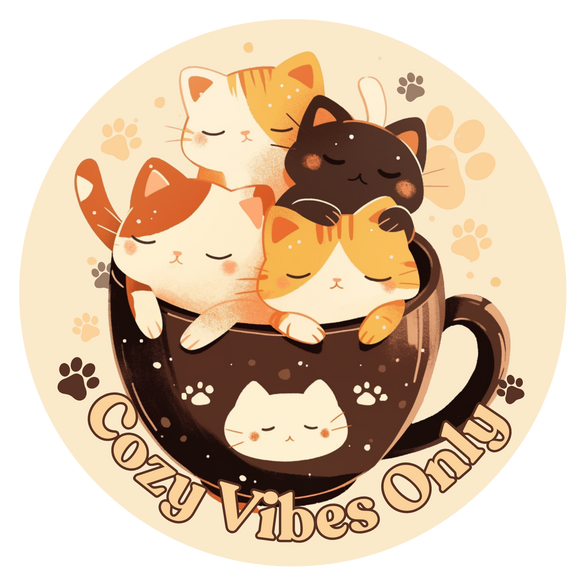 Cozy Vibes Only Cat Vinyl Sticker