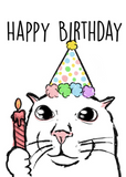 Cat Birthday Candle Greeting Card