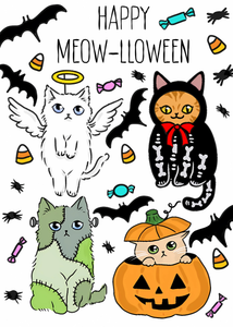 Meow-lloween Cat Greeting Card 5" x 7"