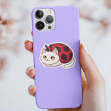 White Cat Ladybug Sticker