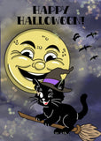Halloween Witch Cat Card 5"x7"