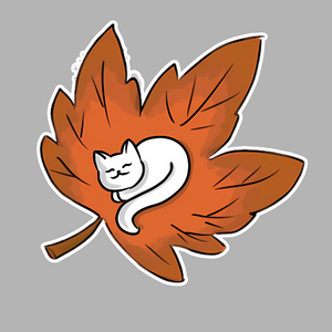 Autumn Cat Nap Vinyl Sticker (2" x 1.9")