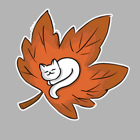 Autumn Cat Nap Vinyl Sticker (2