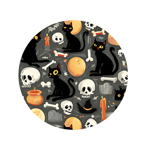 Spooky Black Cat Pattern Vinyl Sticker (2" x 2")
