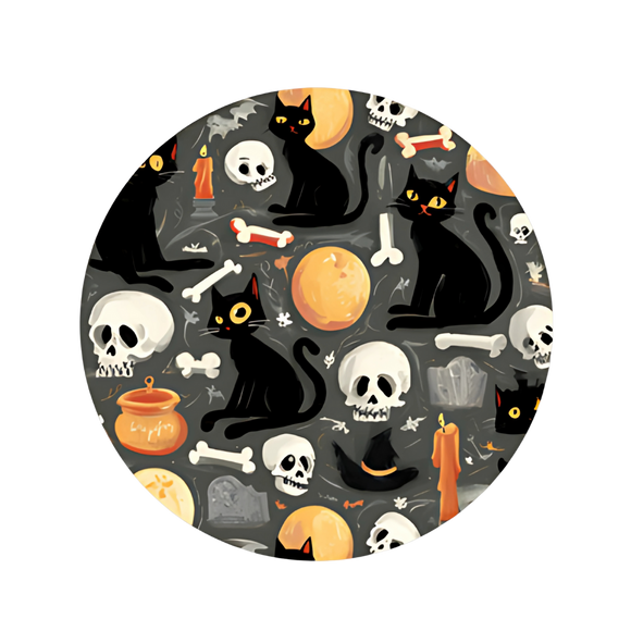 Spooky Black Cat Pattern Vinyl Sticker (2