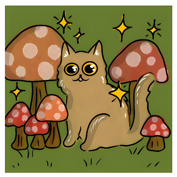 ✨ Magical Mushroom Cat Sticker ✨3