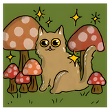 ✨ Magical Mushroom Cat Sticker ✨3" x 3"