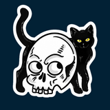 Black Cat & Skull Peekaboo Sticker – 2.7" x 3"