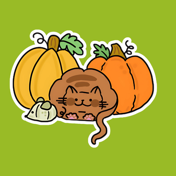 🎃 Pumpkin Patch Cat Vinyl Sticker – 2