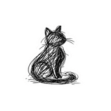 Scribble Cat Vinyl Sticker (1.85" x 2")