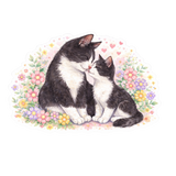 Mama and Baby Tuxedo Cat Sticker
