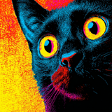 Pop Art Black Cat Vinyl Sticker 3" x 3"