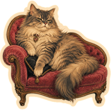 Regal Cat on Chaise Vinyl Sticker  3" x 2.94"