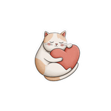 Cat Hugging Heart Vinyl Sticker – 1.8" x 2"