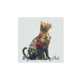 Floral Cat Silhouette Vinyl Sticker –3" x 3"