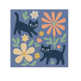 Cute Black Cats & Flowers Vinyl Sticker –3" x 3"