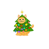 Christmas Tree Cat Vinyl Sticker –2.37" x 3"