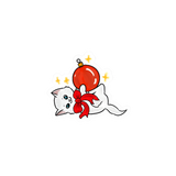 Christmas Ornament Kitten Vinyl Sticker –2" x 1.7"