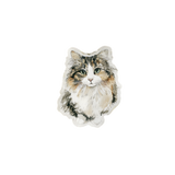 Watercolor Calico Cat Vinyl Sticker –1.58" x 2"