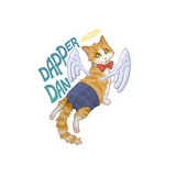 Dapper Dan Angel Cat Vinyl Sticker -2.42" x 3"