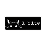 "I Bite" Black Cat Vinyl Sticker- 3" x 1.16"