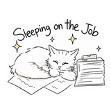 Sleeping on the Job Cat Sticker- 3" x 2.38"
