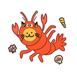 Lobster Cat Vinyl Sticker- 3" x 2.78"