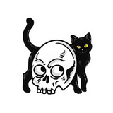 Black Cat Skull Sticker- 2.74" x 3"