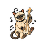 Rockabilly Cat Sticker- 2.47" x 3"