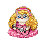 Pink Music Cat Sticker- 2.84" x 3"