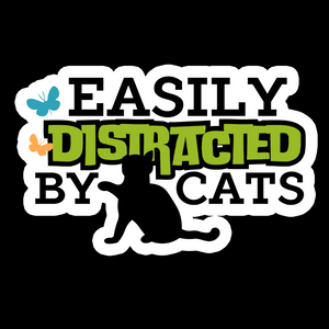 Easily Distracted by Cats Vinyl Sticker