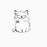 Fluffy Minimalist Cat Vinyl Sticker  1.9" x 2"