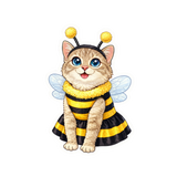 Cute Bumblebee Kitten Vinyl Sticker 2.02" x 3"