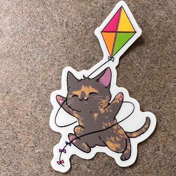 Tortoiseshell Cat Kite Sticker