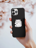 Fluffy Minimalist Cat Vinyl Sticker  1.9" x 2"