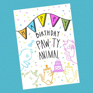 Pawty Animal Birthday  Card