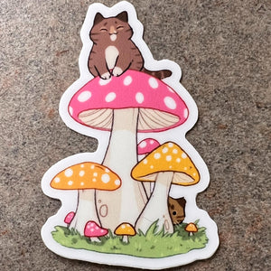 Kitty Mushroom Sticker