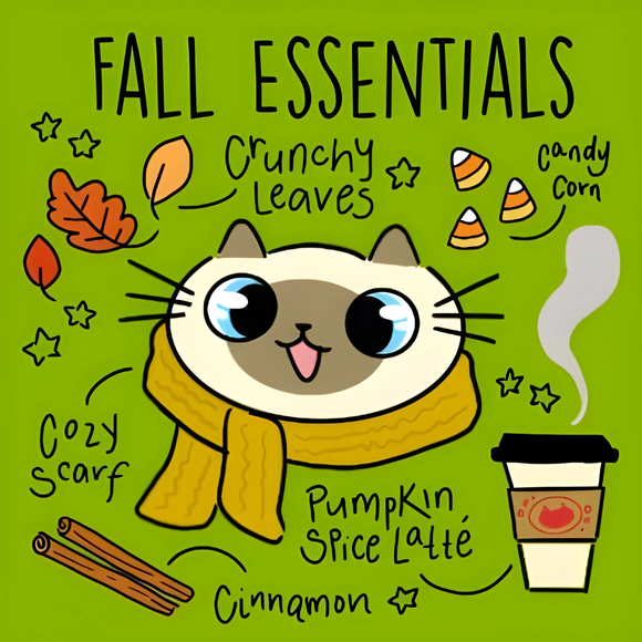 🎃 Fall Essentials Cat Vinyl Sticker – 3