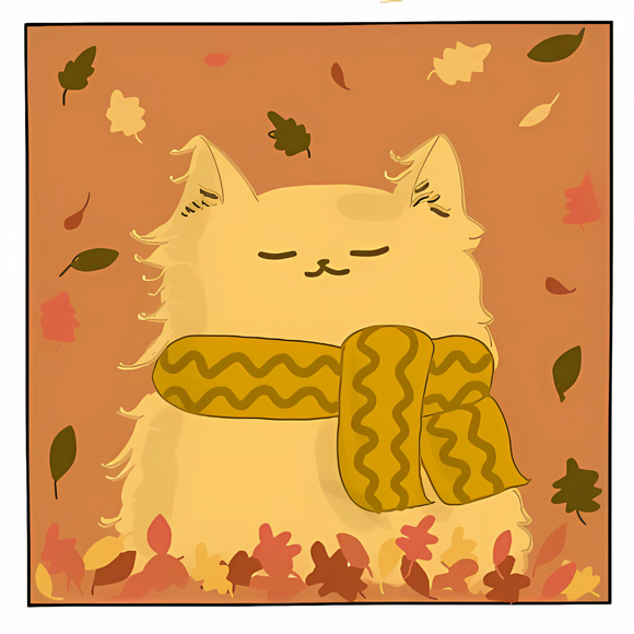 Fall Leaves Cat Vinyl Sticker – 3
