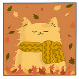 Fall Leaves Cat Vinyl Sticker – 3" x 3"