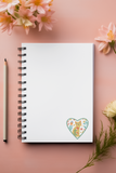 Floral Cat Heart Vinyl Sticker – 1.99" x 2"