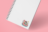 Summer Cat Flamingo Float Vinyl Sticker- 2" x 1.93"
