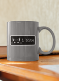 "I Bite" Black Cat Vinyl Sticker- 3" x 1.16"