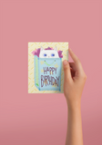 Birthday Cat in a Bag Greeting Card