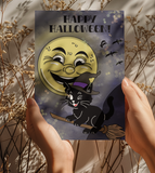 Halloween Witch Cat Card 5"x7"