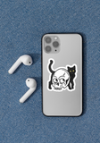 Black Cat & Skull Peekaboo Sticker – 2.7" x 3"
