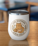 Life Happens, Cats Help Vinyl Sticker- 3" x 3"