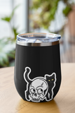 Black Cat Skull Sticker- 2.74" x 3"